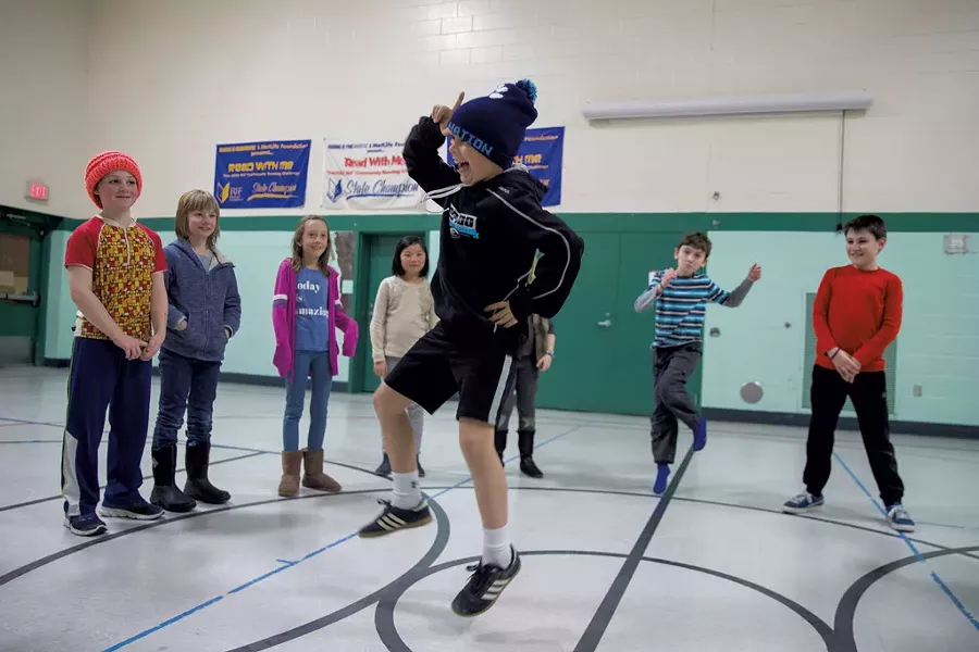 Godfrey's students participating in a rhythmic movement unit - JAMES BUCK