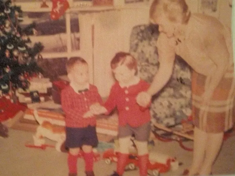 Chris Bohjalian with - Peter Playpal on - Christmas morning - COURTESY OF CHRIS BOHJALIAN