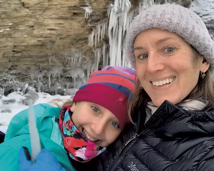 Alison and daughter Mira find a little joy on a snowy day at Shelburne Farms - COURTESY OF ALISON NOVAK