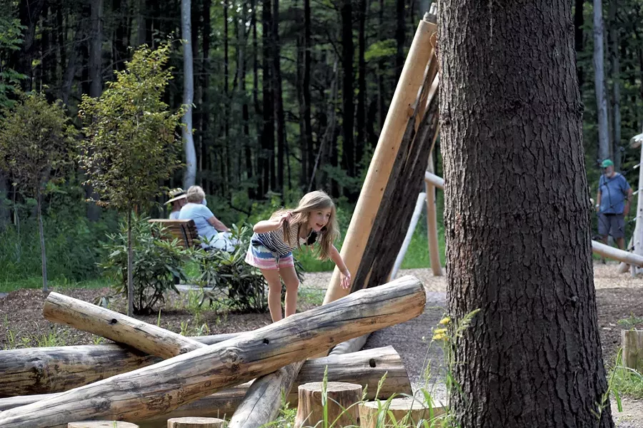 A rustic balance beam - COURTESY OF SOUTH BURLINGTON RECREATION & PARKS