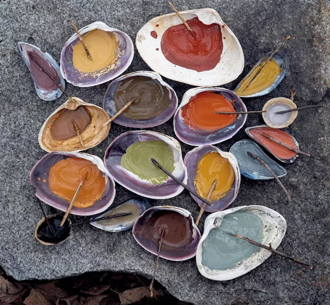 Paints made from natural ingredients with stick brushes - SUSAN TEARE, COURTESY OF QUARTO