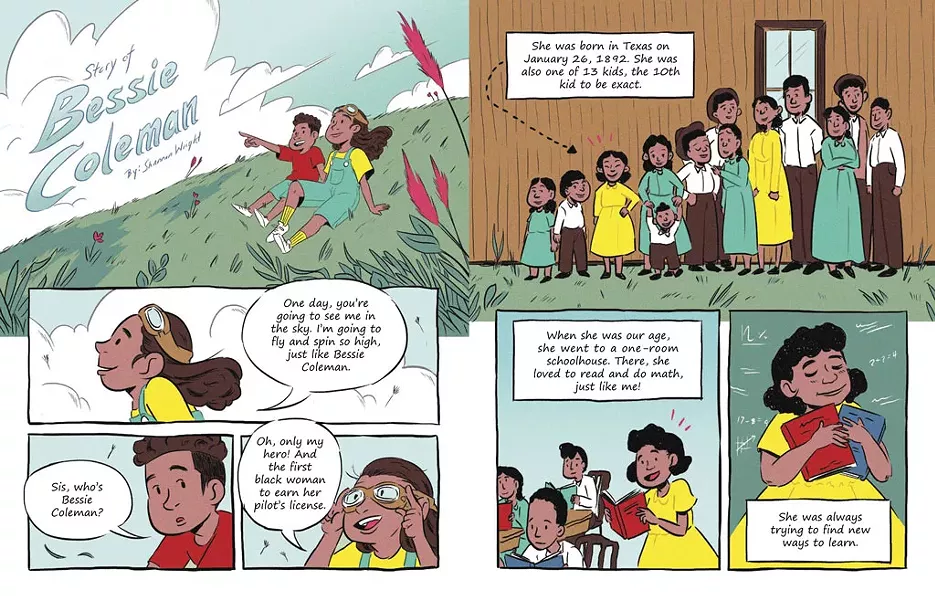 A panel on Bessie Coleman from Noisemakers: 25 Women Who Raised Their Voices & Changed the World