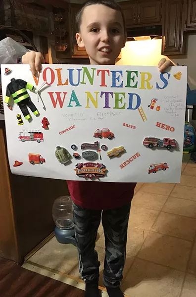 Ethan Bishop recruiting volunteers for the town of Clarendon