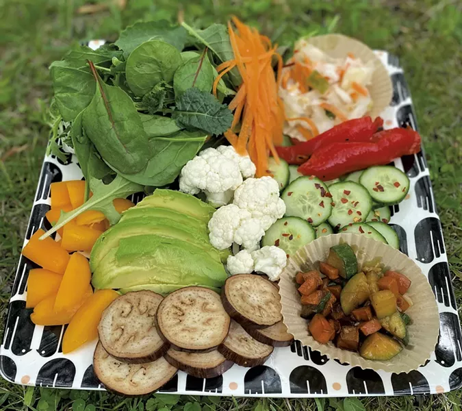 Plate filled with veggies - TRISH VAN VLIET