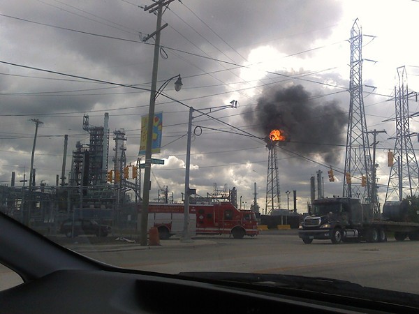 A fire broke out at the Marathon refinery during last week's environmental justice conference.