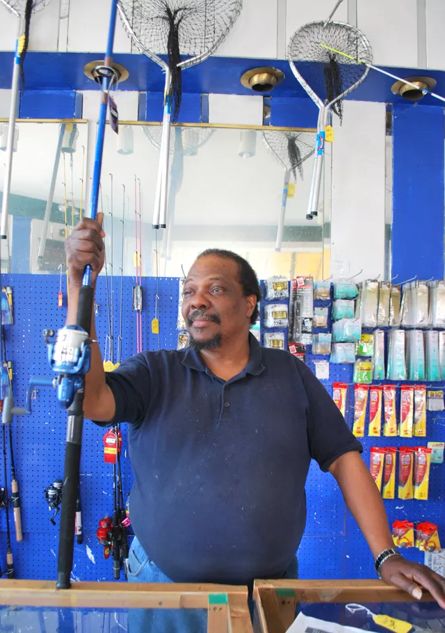 Michael Freeman inside his bait shop.
