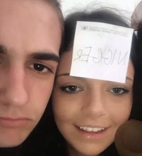 Jillian Kirk takes a photo with the N-word written across her forehead. - FACEBOOK