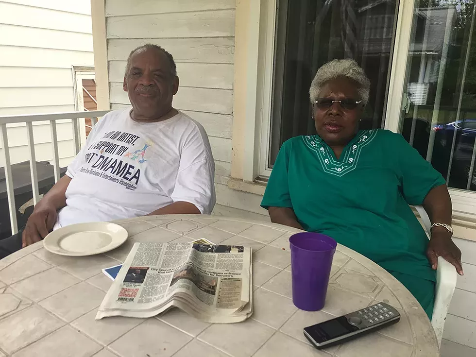 Barbara and Clifton Epps on their porch in Detroit’s Fitzgerald neighbrohood. - VIOLET IKONOMOVA
