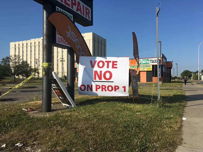 A sign opposing Highland Park's Proposal 1. - LEE DEVITO