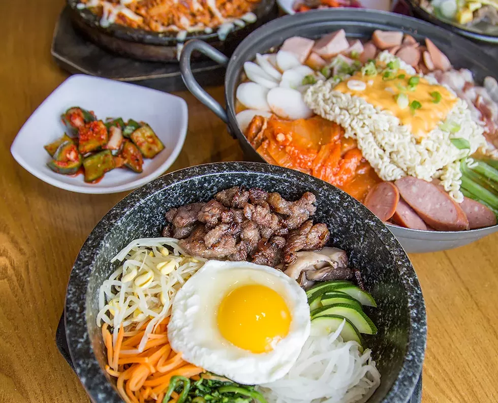 Dishes from JINJI Korean Cuisine & Soju Bar at New Seoul Plaza. - DONTAE ROCKYMORE
