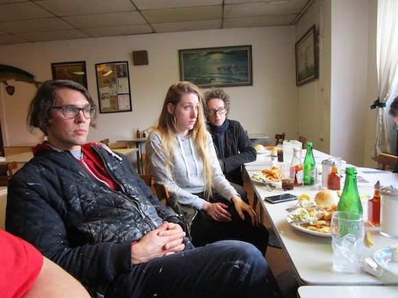 Ryan (far left) and Fabia (center) Mendoza settle in for fish and chips at Scotty Simpson's. - PHOTO BY MICHAEL JACKMAN