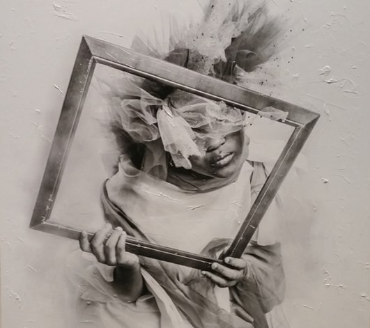 "FRAMED THOUGHTS II" (MIXED MEDIA) BY ACKEEM SALMON