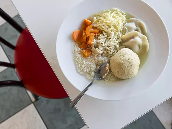 The chicken soup mish-mash at Steve's Deli. - PHOTO BY JACOB LEWKOW.