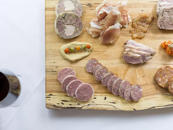 Charcuterie board from Paul Grosz of Cuisine in Detroit. - PHOTO BY JACOB LEWKOW.