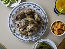 The carnitas at Taqueria El Rey gain much from their deep-frying in lard. - PHOTO BY JACOB LEWKOW.