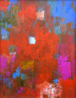 Brown’s most recent work has become increasingly abstract and brightly colorful, a change that he attributes to the impact of treatment. - PHOTO BY DAVID RENNALIS