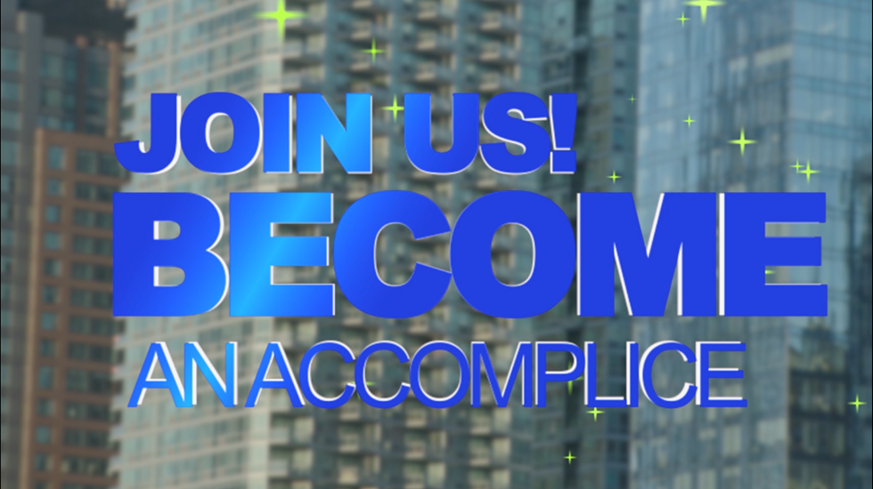 An informercial-like video invites recruits to become an “accomplice.” - NEW RED ORDER