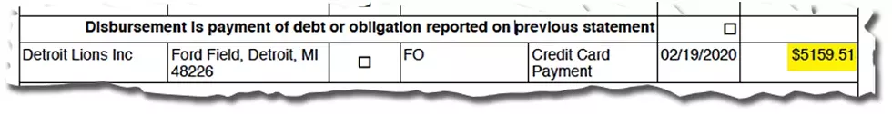 A sample of Benny Napoleon’s spending spree. - WAYNE COUNTY CLERK'S OFFICE