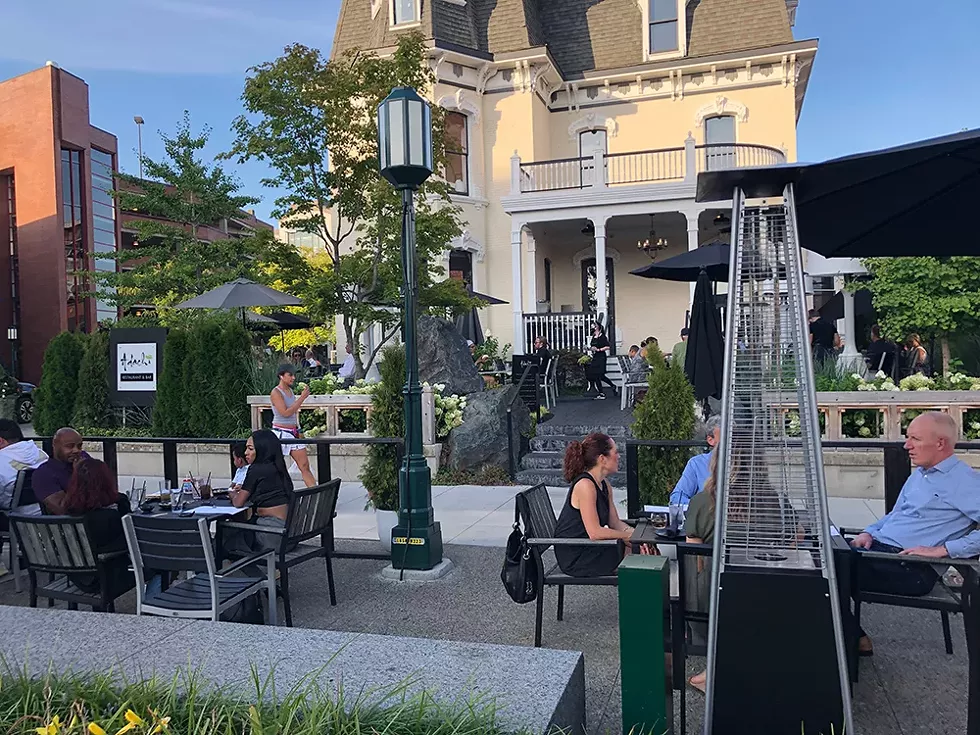 Adachi's patio on a recent weekday evening in Birmingham. - LEE DEVITO