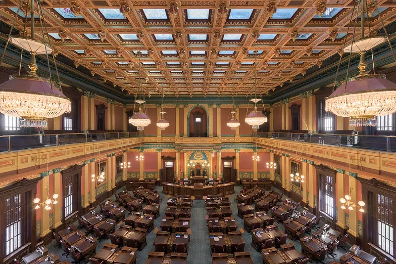 House of Representatives chamber inside the Michigan State Capitol building. - SHUTTERSTOCK.COM