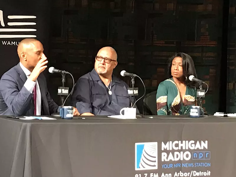 Rev. Horace Sheffield III, center, at the "Weed's Legal ... Now What?" in Detroit. - LARRY GABRIEL