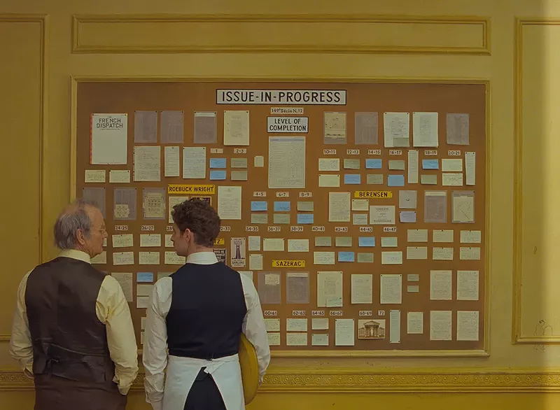Bill Murray and Pablo Pauly in the film The French Dispatch. - SEARCHLIGHT PICTURES