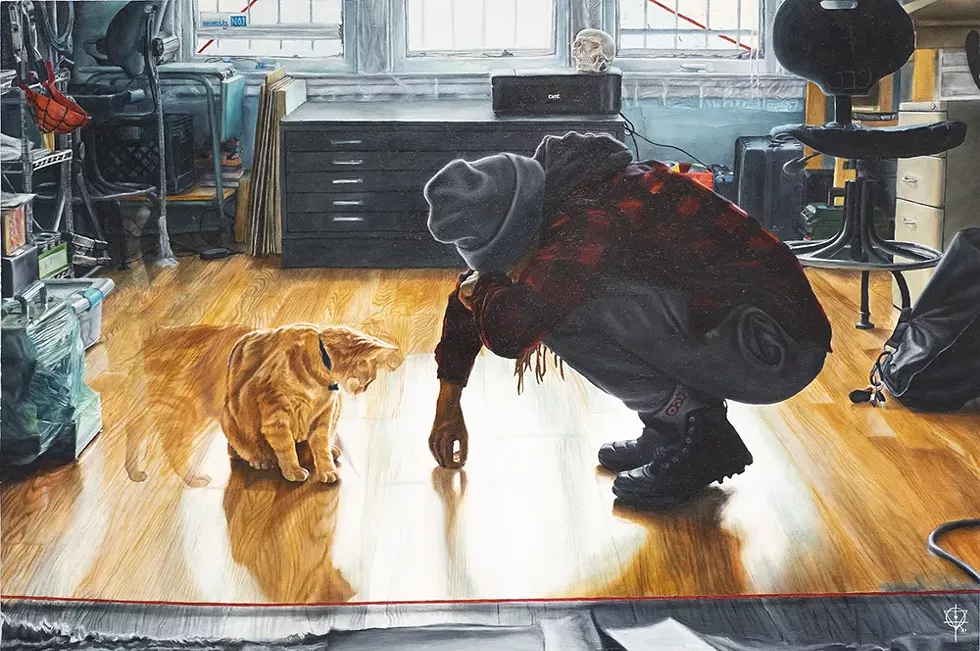 "Loud Swirl" by Bakpak Durden (2020); oil on wood panel, 24 x 36 inches. - COURTESY OF THE ARTIST