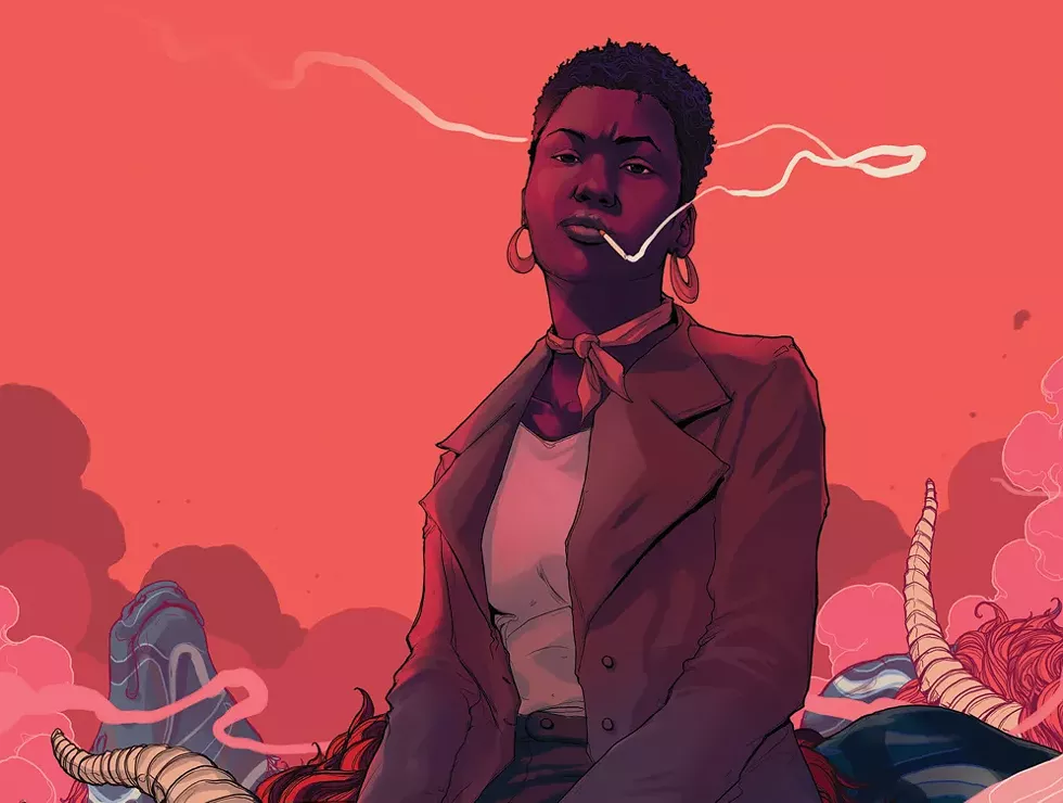 Detective Elena Abbott, the star of a new set-in-Detroit comic series. - ILLUSTRATION BY TAJ TENFOLD