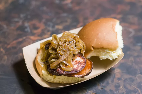Green Dot's fried bologna slider. - TOM PERKINS