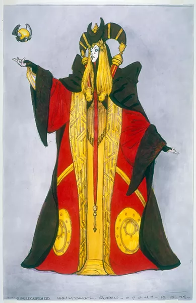 Concept art of Queen Amidala’s Senate Gown in Star Wars: The Phantom Menace. - 2018 LUCASFILM LTD.