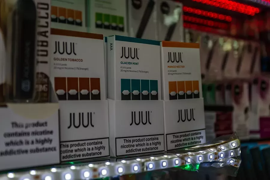 Flavored Juul e-cigarette liquid for sale. - EYESONMILAN/SHUTTERSTOCK