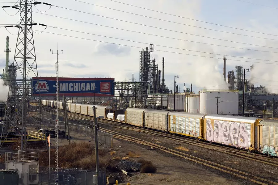 Marathon’s oil refinery in Southwest Detroit. - STEVE NEAVLING