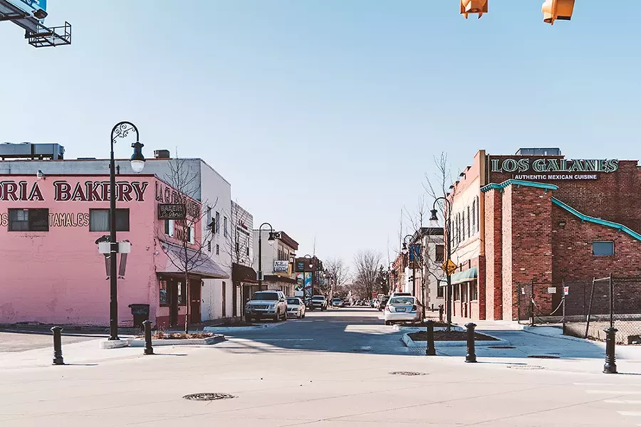 Mexicantown’s new streetscape has a plaza-like feel. - XAVIER CUEVAS