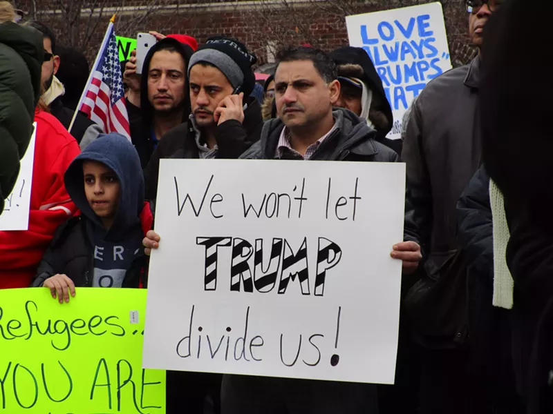 Protestors in Hamtramck. - PHOTO BY MICHAEL JACKMAN