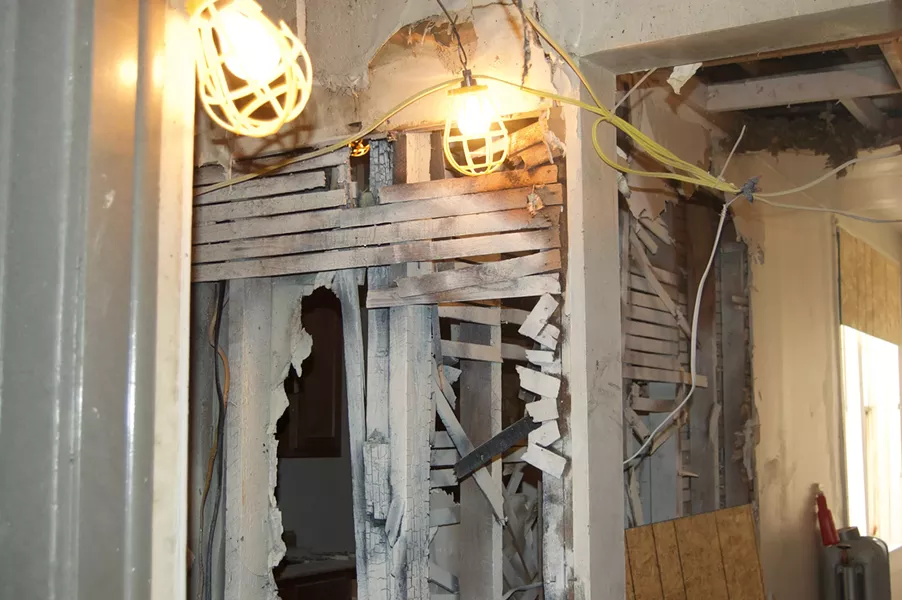 Burned-out walls in one of three Sheridan Court apartment units damaged by fire on March 15. The building had failed its last fire inspection and did not have a certificate of compliance. - VIOLET IKONOMOVA