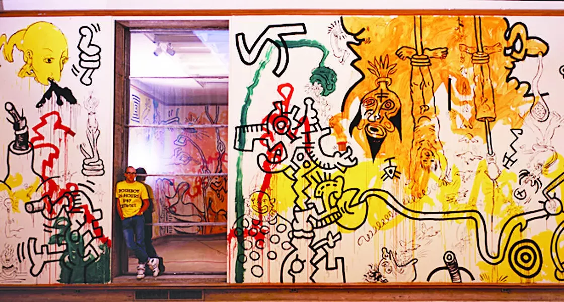 Keith Haring at Cranbrook Art Museum, 1987. - PHOTO BY TSENG KWONG CHI