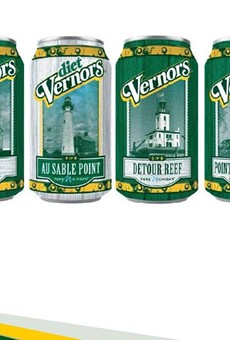 Vernors showcasing Michigan lighthouses on limited edition cans