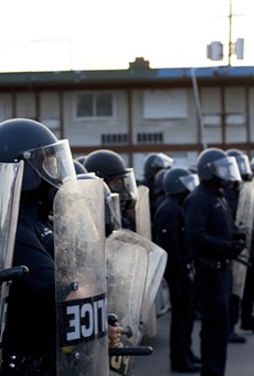 Detroit police in riot gear at a recent protest.