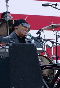 Stevie Wonder performed during a rally for Joe Biden on Detroit's Belle Isle.