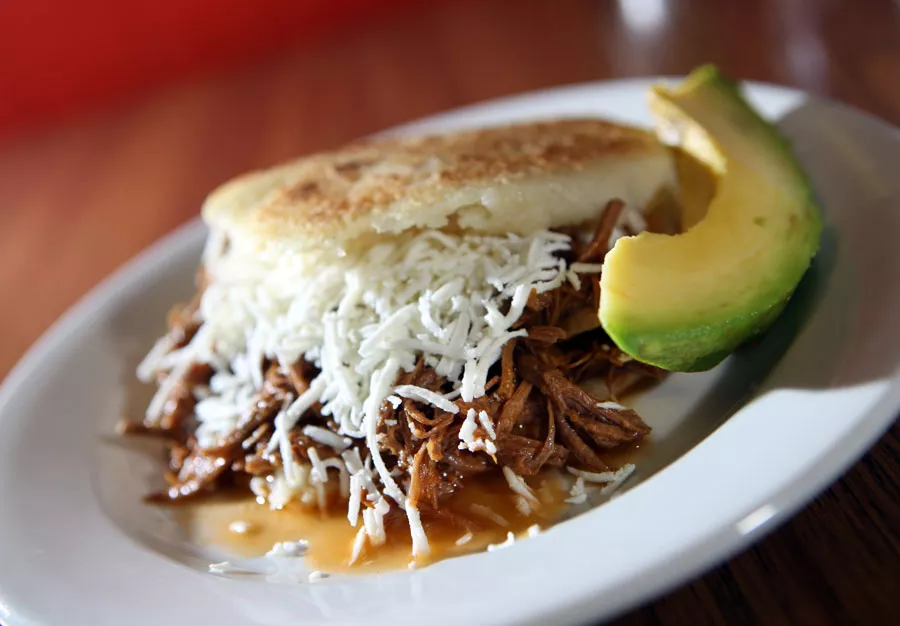 Arepa from Detroit’s El Rey de las Arepas. - ROB WIDDIS