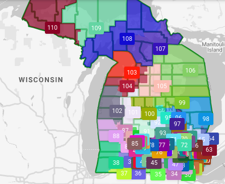 Final state House map approved by the Michigan Independent Citizens Redistricting Commission on Dec. 28, 2021. - MICHIGAN INDEPENDENT CITIZENS REDISTRICTING COMMISSION
