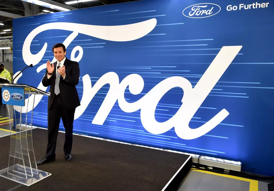After getting blasted by Trump for moving production to Mexico, former Ford President and CEO Mark Fields announces a $700 million plan to expand its Flat Rock facilities in January 2017. Fields would be ousted in May, with some citing his awkward PR with the president as a factor. - COURTESY PHOTO