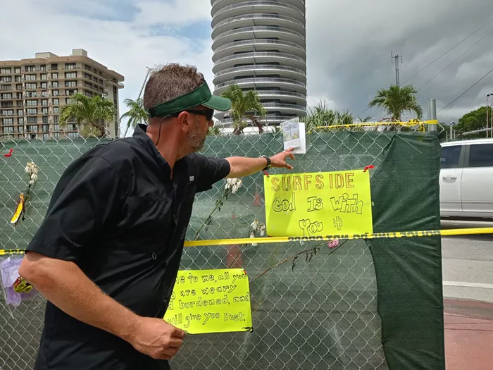 Scott Ritter traveled 200 miles from his home in Englewood, Florida, to lend a hand at the site of the Surfside building collapse. - PHOTO BY JOSHUA CEBALLOS