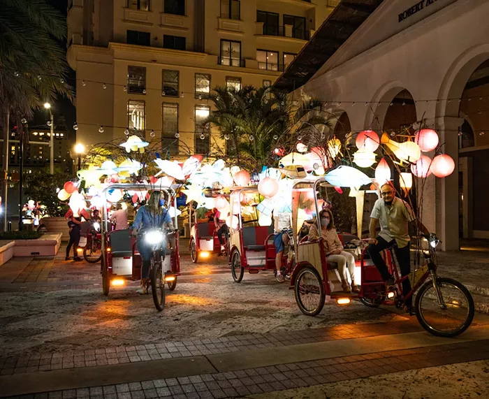 Cai Guo-Qiang's Fireflies 2017-2021 during Illuminate Coral Gables in February 2021. - PHOTO BY JOHN TALLEY COURTESY OF FUNG COLLABORATIVES