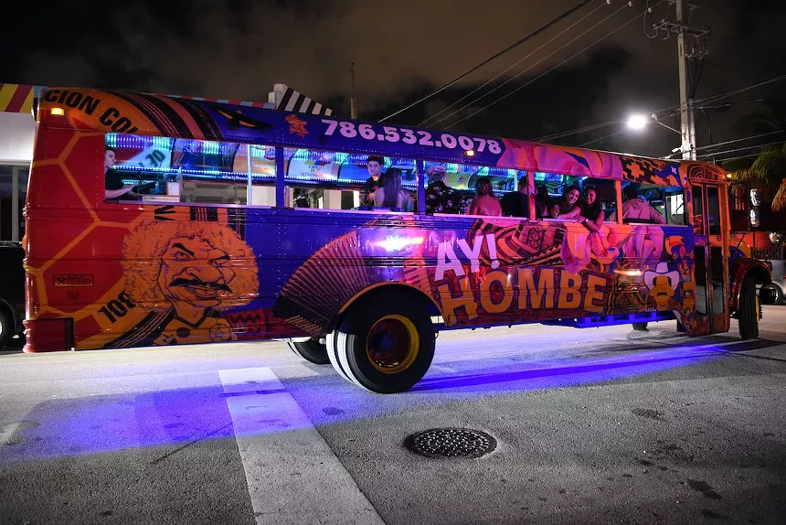 Party buses clog traffic on NW Second Avenue. See more photos from Wynwood's nightlife scene here. - PHOTO BY MICHELE EVE SANDBERG