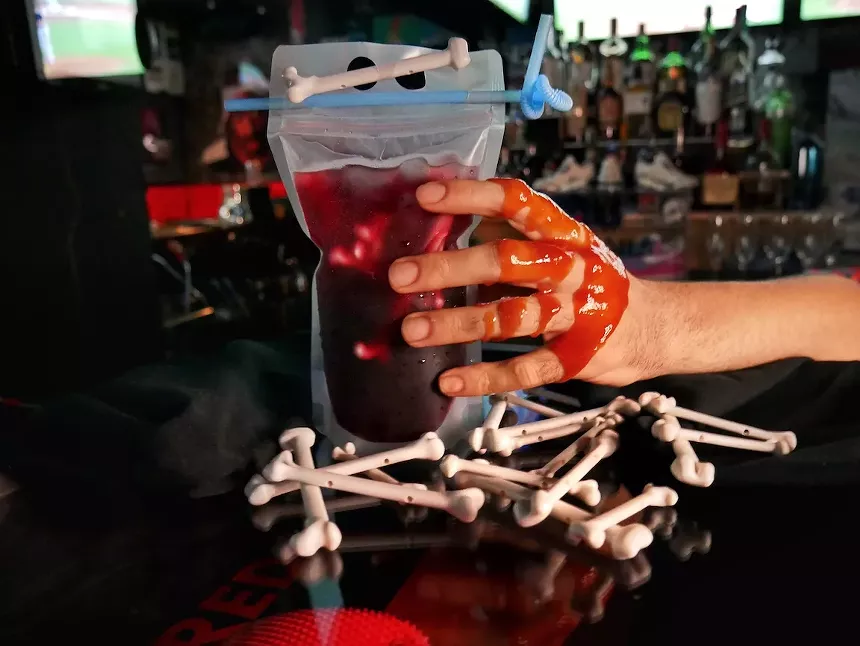 Vampire fans can get into character at Grails with a "Blood Transfusion" cocktail bag. - PHOTO COURTESY OF GRAILS