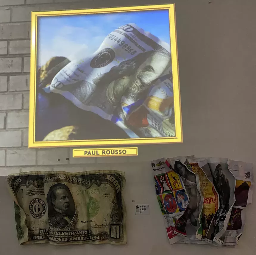 At NFT BAZL auction, moving images were projected beside each physical artwork as a digital interpretation by the artist, and also for sale as an NFT. - PHOTO BY JESS SWANSON