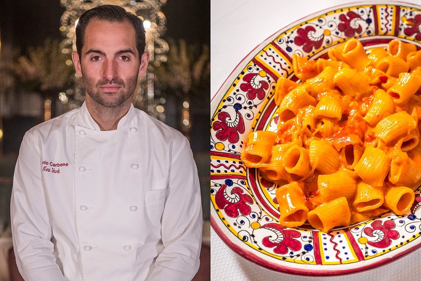 Chef Mario Carbone says his namesake restaurant rigatoni has become a kind of business card on social media.  - PHOTO OF WORLD RED EYE / SETH BROWARNIK / CARBONE GIVING