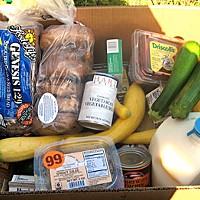 A box of food from the Food for People Food Bank in Eureka. Photo Meghannraye Sutton