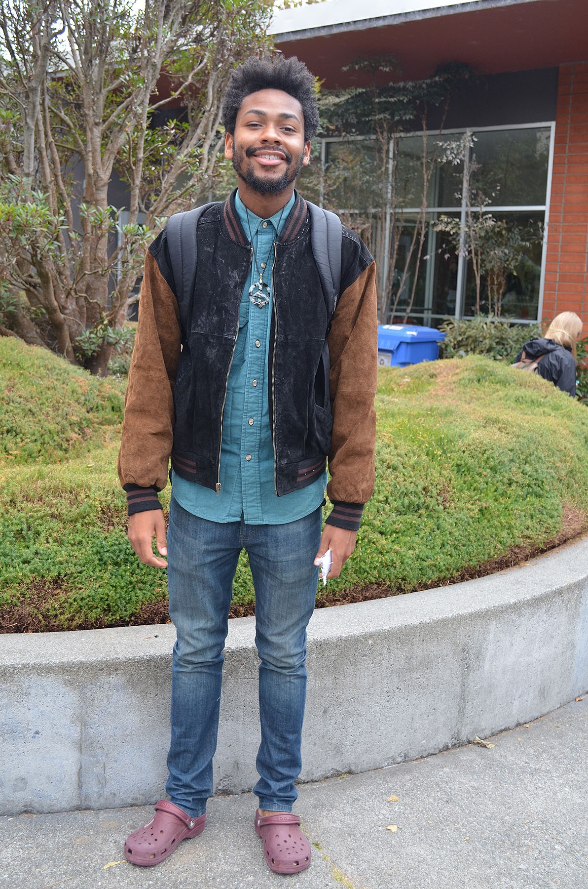 Aaron Green, a junior originally from the Bay area, is enjoying Humboldt after a few years in the hustle and bustle of New York for a couple of years. He's studying biology, but making history as the first man to pull off Crocs. - PHOTO BY SHARON RUCHTE